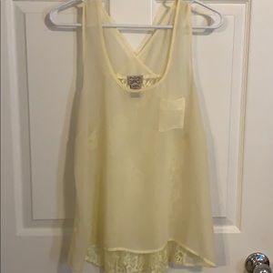 Light Yellow Tank with Lace Back